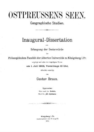 Ostpreussens Seen : geographische Studien
