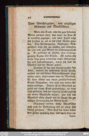 Vom Unrichtiggehen, von unzeitigen Geburten und Mondkälbern.