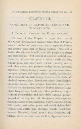 Chapter III. Commodities exported from and imported to