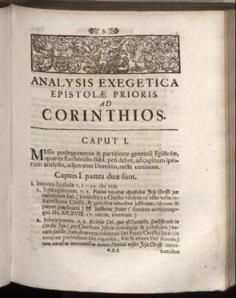 Analysis Exegetica Epistolae Prioris Ad Corinthios