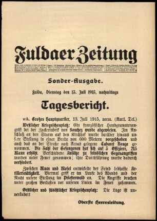 Ausgabe vom Dienstag, den 13. Juli 1915.