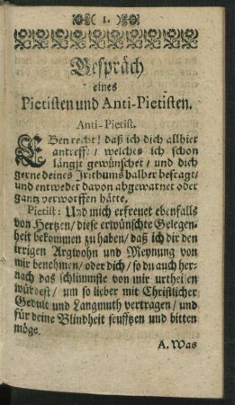 Gespräch eines Pietisten und Anti-Pietisten