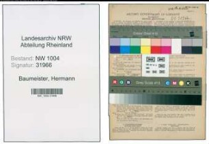Entnazifizierung Hermann Baumeister , geb. 10.01.1905 (Rottenarbeiter)