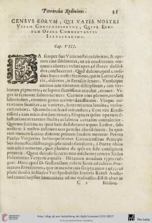 Cap. VIII: Census eorum qui Vatis nostri […]