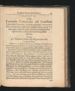 Caput II. Thesis. Formula Concordiae est Constans Concordia Concors ...