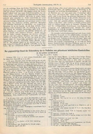 715-724 Der gegenwärtige Stand der Erforschung der in Palästina neu gefundenen hebräischen Handschriften