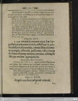 Thesis XVII. Angeli non sunt religiose colendi