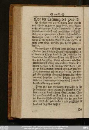 Von der Crönung des Pabsts.