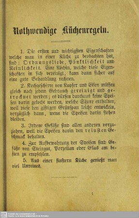 Nothwendige Küchenregeln