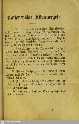 Nothwendige Küchenregeln