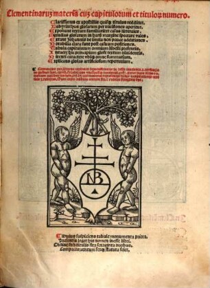 Clementinaru[m] materia cu[m] capitulorum et titulo[rum] numero