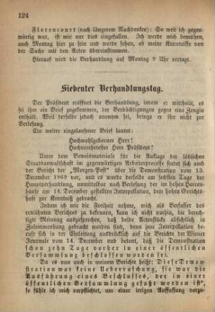 Siebenter Verhandlungstag.