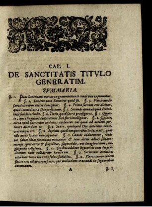Cap. I. De Sanctitatis Titulo Generatim.