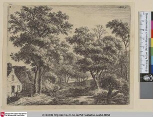 [Eine am Wegesrand sitzende Frau; Woman on a small bridge]
