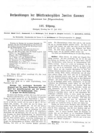 146. Sitzung, Stuttgart, 27.7.1915