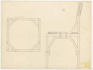 Möbelentwürfe für Thonet: Stuhl Holz Ansichten 1:1, Variante 11