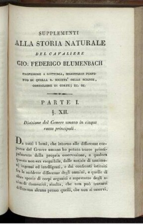 Supplementi alla Storia Naturale del Cavaliere Gio. Federico Blumenbach