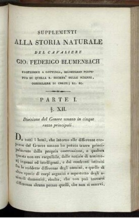 Supplementi alla Storia Naturale del Cavaliere Gio. Federico Blumenbach