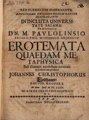 Erotemata quaedam metaphysica