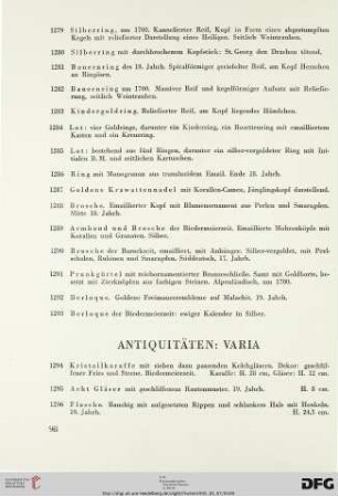 Antiquitäten: Varia (Nr. 1294-1465)
