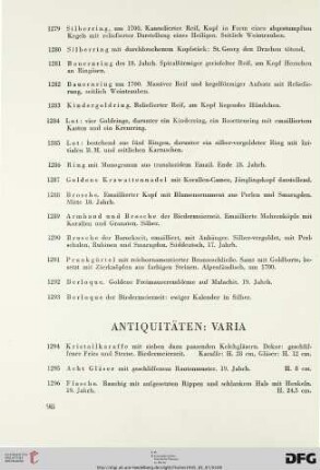 Antiquitäten: Varia (Nr. 1294-1465)