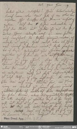 Eigenh. Brief von Dorothea von Schlegel an August Wilhelm von Schlegel, Wien, 09.06.1809