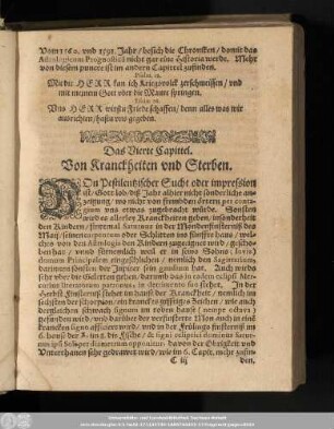Das Vierte Capittel. Von Kranckheiten und Sterben.