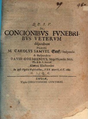 Disp. de concionibus funebribus veterum
