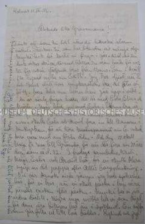 Brief von Astrid Paul an ihre Schwiegermutter Margarete Paul in Dresden; Kalmar, 11. März 1956