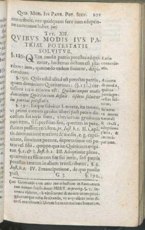 Tit. XII. Qvibvs Modis Ivs Patriae Potestatis Solvitvr.