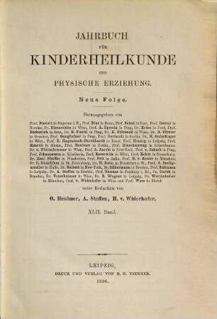 Jahrbuch für Kinderheilkunde und physische Erziehung. 42. 1896