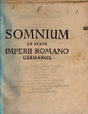 Somnium De Statu Imperii Romano Germanici
