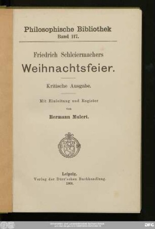 Friedrich Schleiermachers Weihnachtsfeier