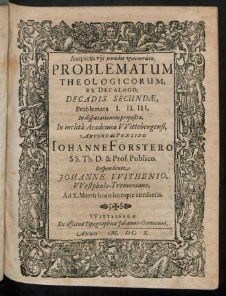 2,1/3: Problematum Theologicorum, Ex Decalogo, Decadis ...
