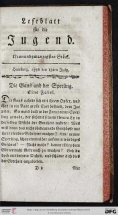 Neunundzwanzigstes Stück