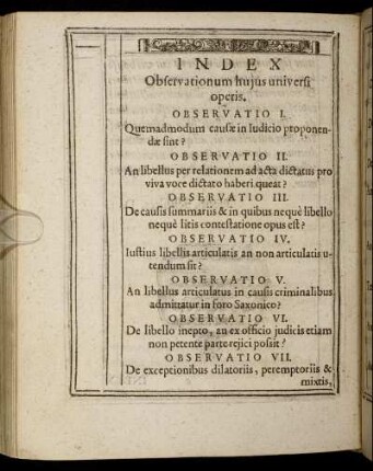 Index Observationum huius universi opetis.