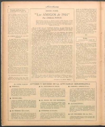 "Los amigos de 1914" : Desde París