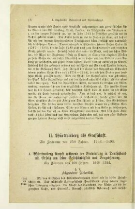 II. Württemberg als Grafschaft. Ein Zeitraum von 250 Jahren. 1246-1495