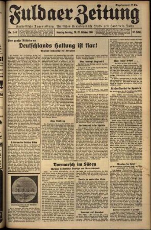 Erste Ausgabe vom Samstag, den 26. Oktober 1935.