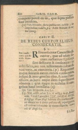 Caput II. De Rebus Corporalibus Consecratis