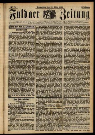 Ausgabe vom Donnerstag, den 31. März 1892.