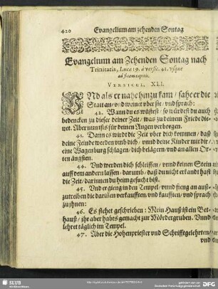 Evangelium am Zehenden Sontag nach Trinitatis, Lucae 19. à versic. 41 usque ad finem capitis
