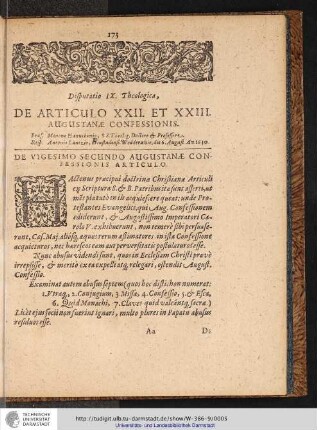 DE VIGESIMO SECUNDO AUGUSTANAE CONFESSIONIS ARTICULO.