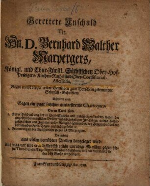 Gerettete Unschuld L. Walth. Marpergers
