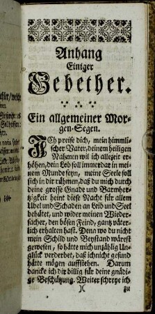 Anhang einiger Gebether