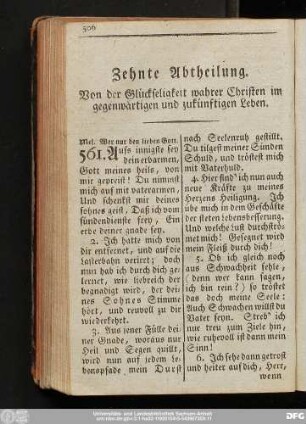 Zehnte Abthelung. Von der Glückseligkeit wahrer Christen im gegenwärtigen und zukünftigen Leben.