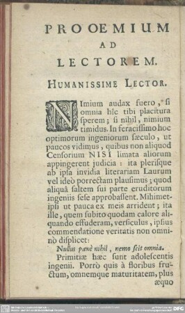 Prooemium Ad Lectorem