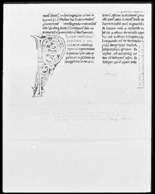 Expositio psalmorum Aurelii Augustini — Initiale P(salmum), Folio 50verso