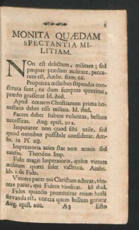 Monita Quaedam Spectantia Militiam.