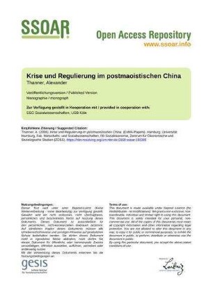 Krise und Regulierung im postmaoistischen China